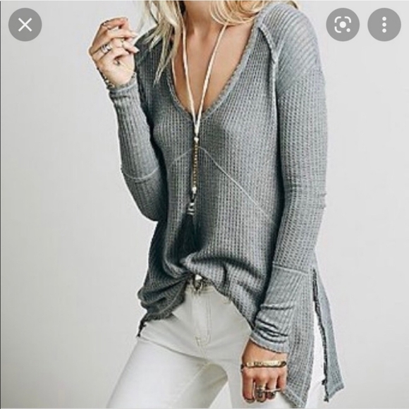 Free People Sunset Park Thermal Knit Boho Pullover Scoop Neck Tunic Size S - Picture 14 of 14